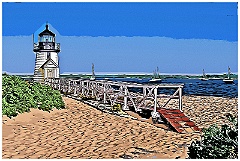 Brant Point Light Overlooking Nantucket Harbor - Digital Paintin